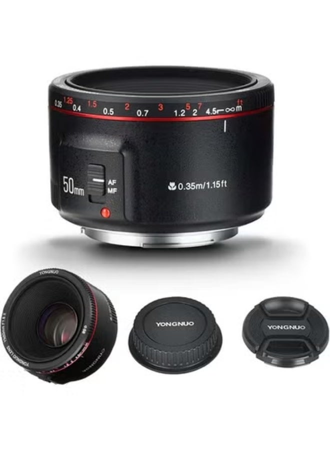 YONGNUO YN50MM f1.8 II Lens for Canon EF Mount, AF/MF 50mm f/1.8 Lens Large Aperture 0.35m Focus Distance Standard Prime Lens for Canon 5D IV 1DX I 200D II 850D 7D 6DII(YN50MM F1.8C II Black) - Image 1